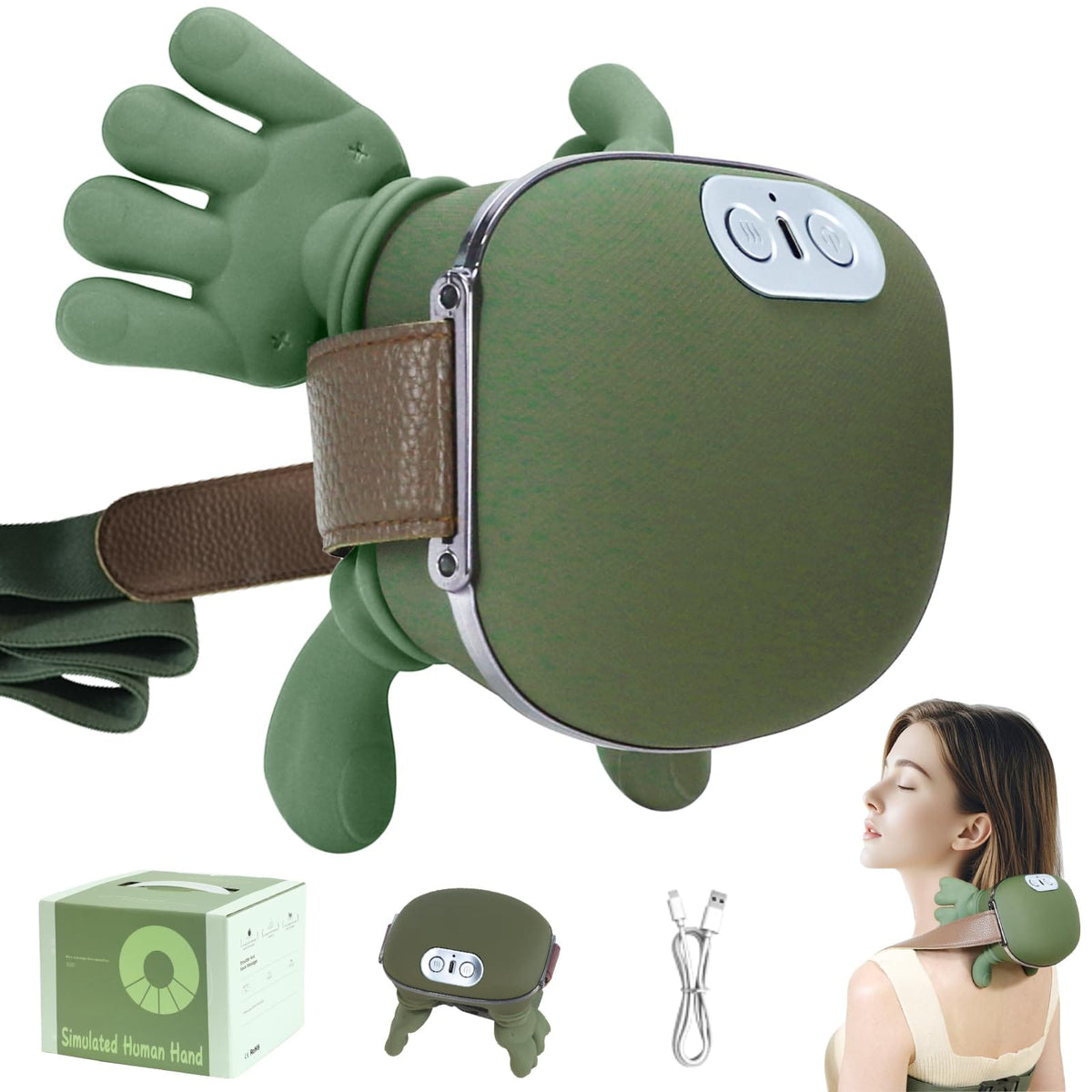 Premium Electric Neck & Body Massager - Simulated Human Hand Kneading with Heat
