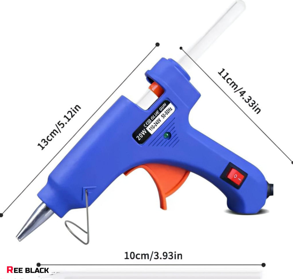 REE BLACK 20W Hot Glue Gun + 5 FREE Glue Sticks