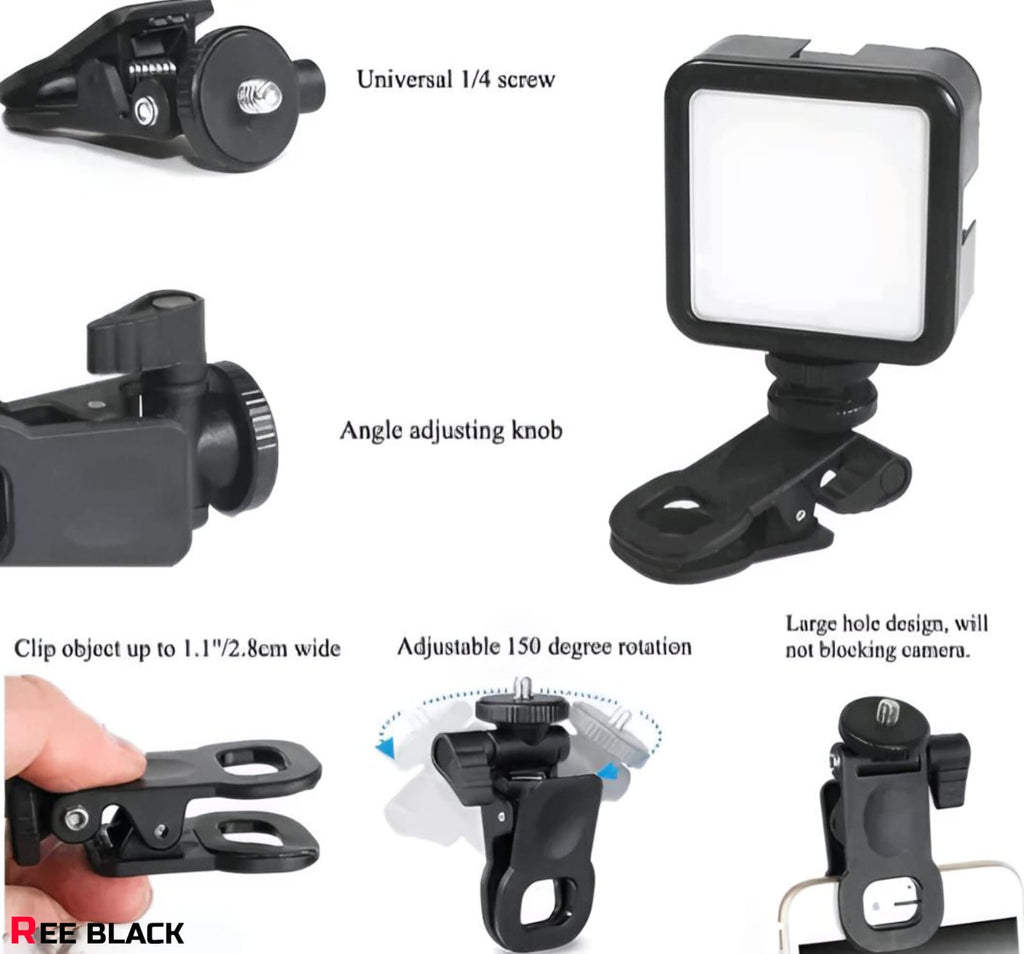 Mini Clip On LED Video Light with RGB - Rechargeable Selfie Light for Phone, Camera, Laptop | 3 Color Modes 8 RGB Colors